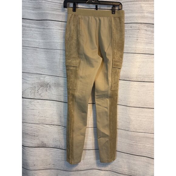 NWT BCBGMAXAZRIA Khaki Faux Suede & Twill Wilcox Pants Size S - Picture 3 of 4